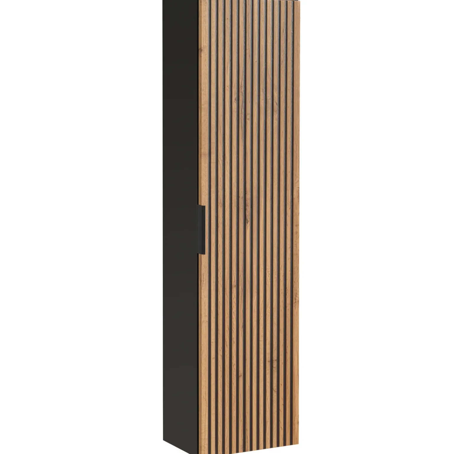 Colonna bagno sospesa 35x140h cm cannettato 1 anta quercia antracite Limpid