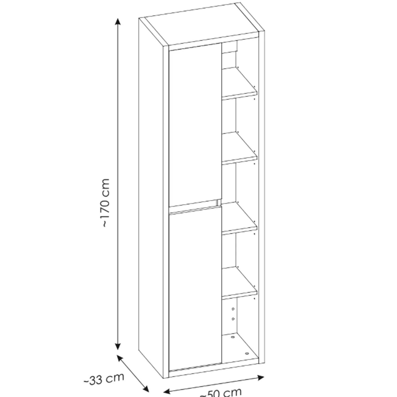 Colonna bagno sospesa 50x170h cm 2 ante rovere antracite Veny