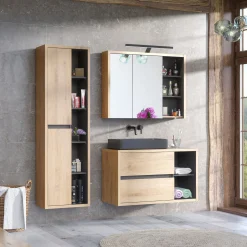Colonna bagno sospesa 50x170h cm 2 ante rovere antracite Veny