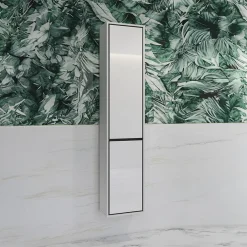 Colonna bagno sospesa 35x172h cm 2 ante bianco lucido nero Linda