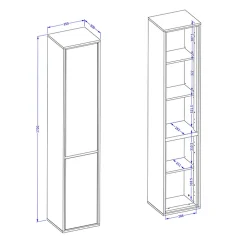 Colonna bagno sospesa 35x172h cm 2 ante bianco lucido nero Linda