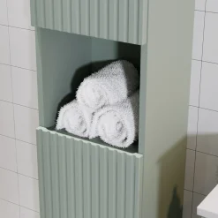 Colonna bagno sospesa 30x140h cm cannettato 2 ante verde salvia Greeny