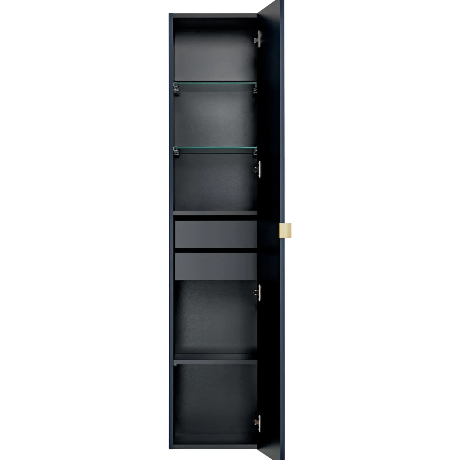 Colonna bagno sospesa 35x160h cm 1 anta 2 cassetti cannettato blu Deep
