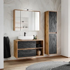Colonna bagno sospesa 40x170h cm 2 ante rovere antracite Stony