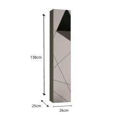 Colonna bagno 26x138h cm 1 anta bianco lucido specchi Olimpo