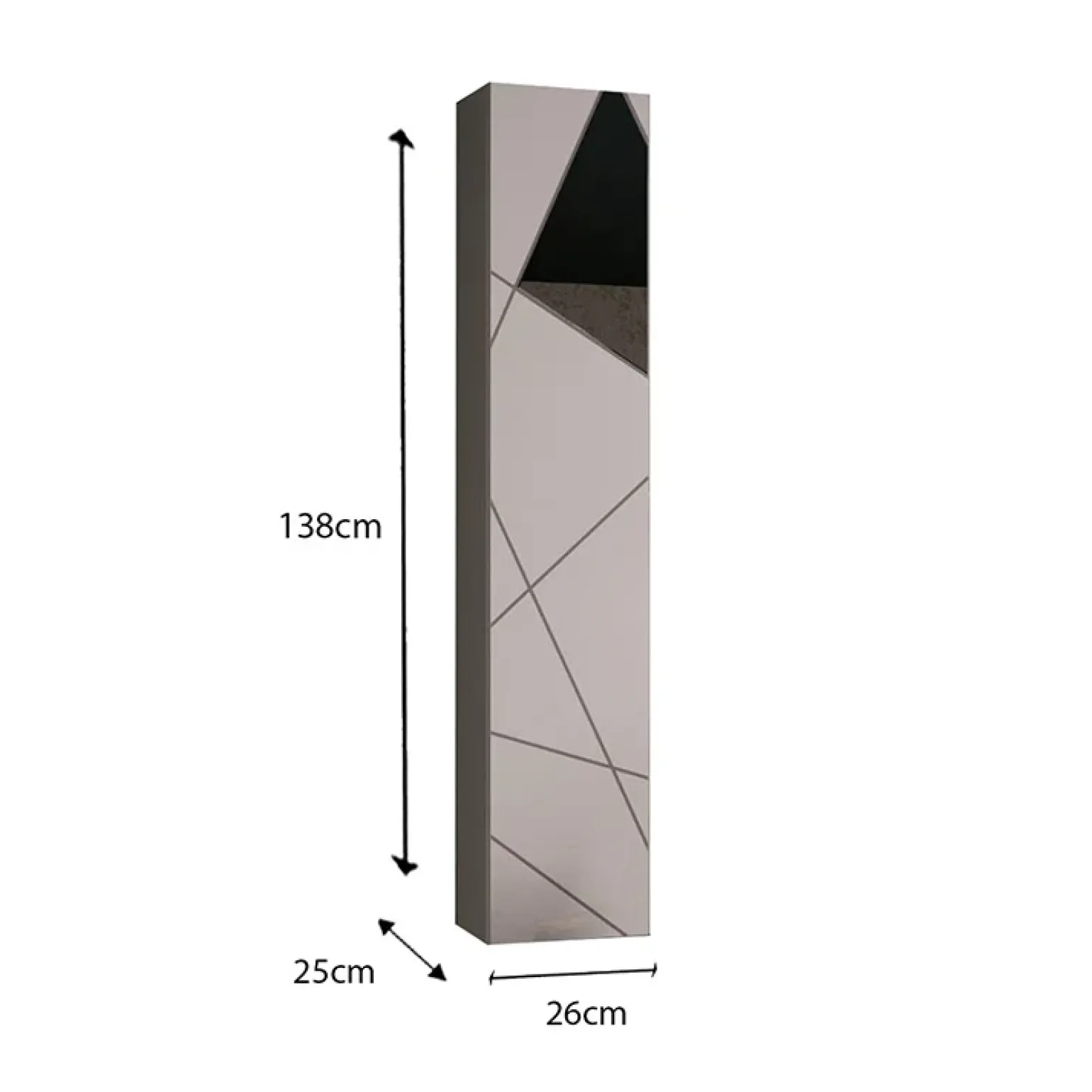 Colonna bagno 26x138h cm 1 anta bianco lucido specchi Olimpo