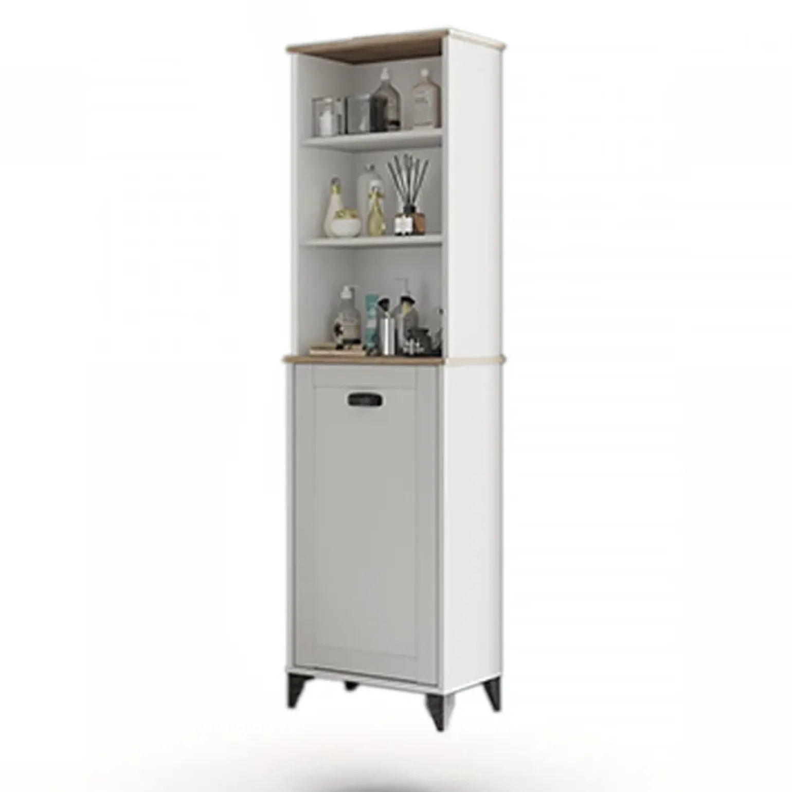Colonna bagno 47x168h cm 1 anta 3 vani rovere bianco Ilias