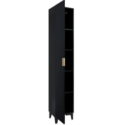 Colonna bagno 35x198h cm 1 anta nero frontale decorato Konny
