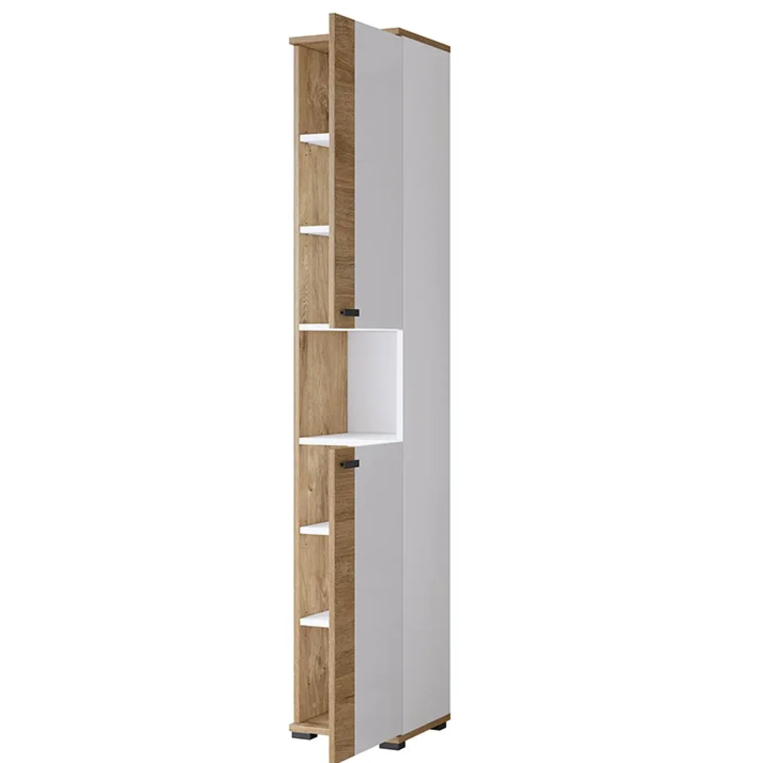 Colonna bagno 35x195h cm 2 ante 1 vano a giorno bianco lucido rovere Crystal