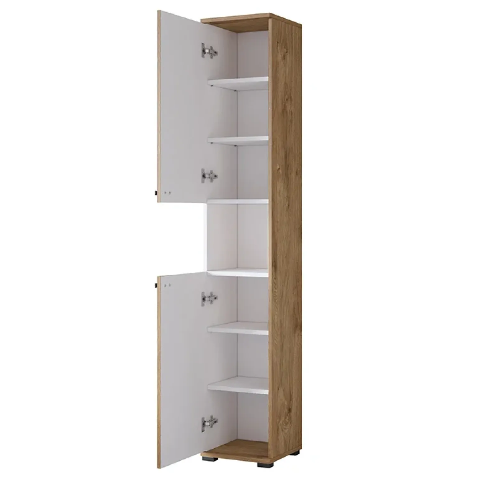 Colonna bagno 35x195h cm 2 ante 1 vano a giorno bianco lucido rovere Crystal