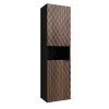 Colonna bagno 34x133h cm 2 ante 1 vano a giorno nero ante noce decorate Silvy