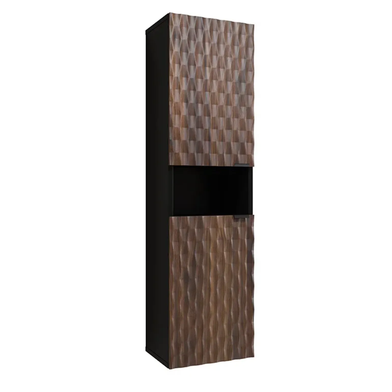 Colonna bagno 34x133h cm 2 ante 1 vano a giorno nero ante noce decorate Silvy