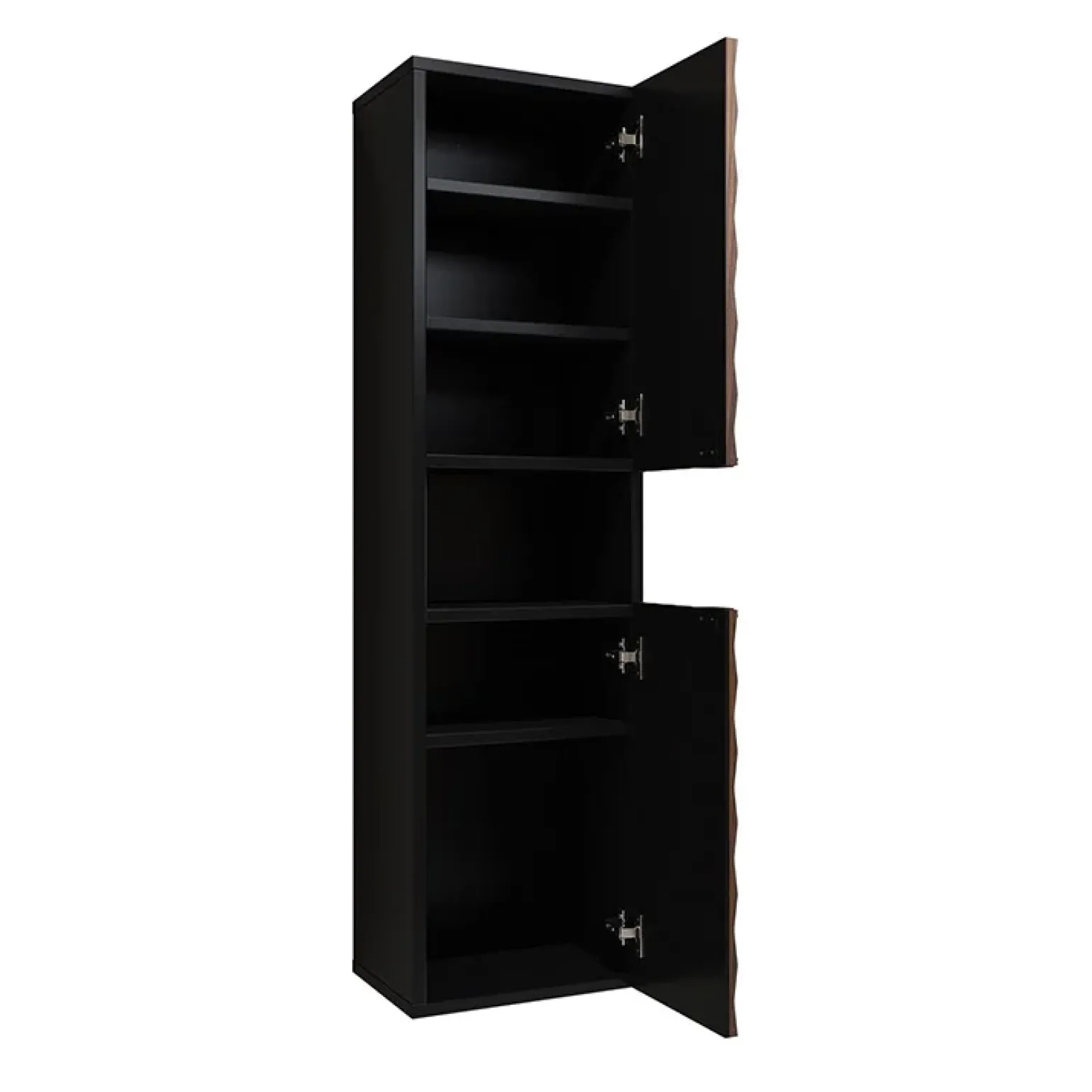 Colonna bagno 34x133h cm 2 ante 1 vano a giorno nero ante noce decorate Silvy