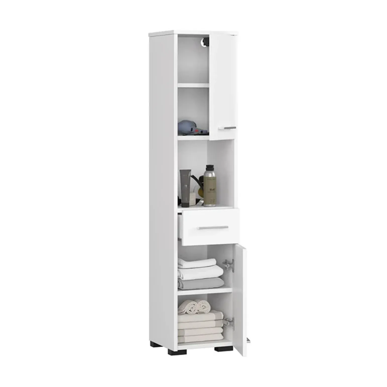 Colonna bagno 30x140h cm 2 ante 1 vano a giorno bianco Woters