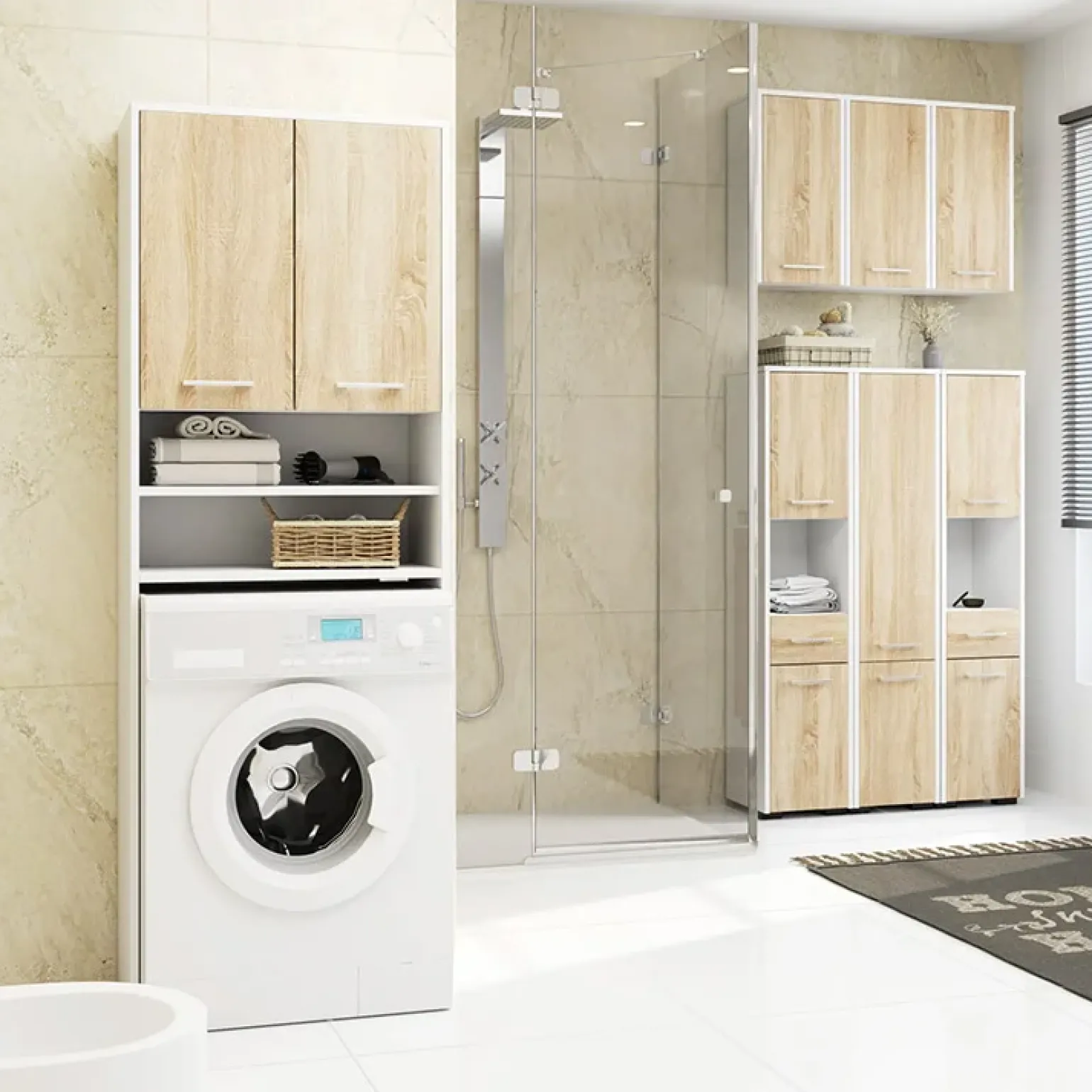 Colonna bagno 30x140h cm 2 ante rovere bianco Woters