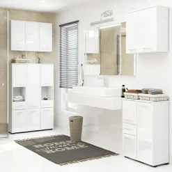 Colonna bagno 30x140h cm 2 ante bianco lucido Woters