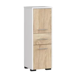 Colonna bagno 30x85h cm bassa 2 ante 1 cassetto rovere bianco Woters