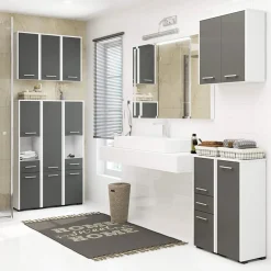 Colonna bagno 30x85h cm bassa 1 anta grigio bianco Woters