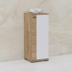 Colonna bagno 35x86h cm bassa 1 anta bianco lucido rovere Crystal
