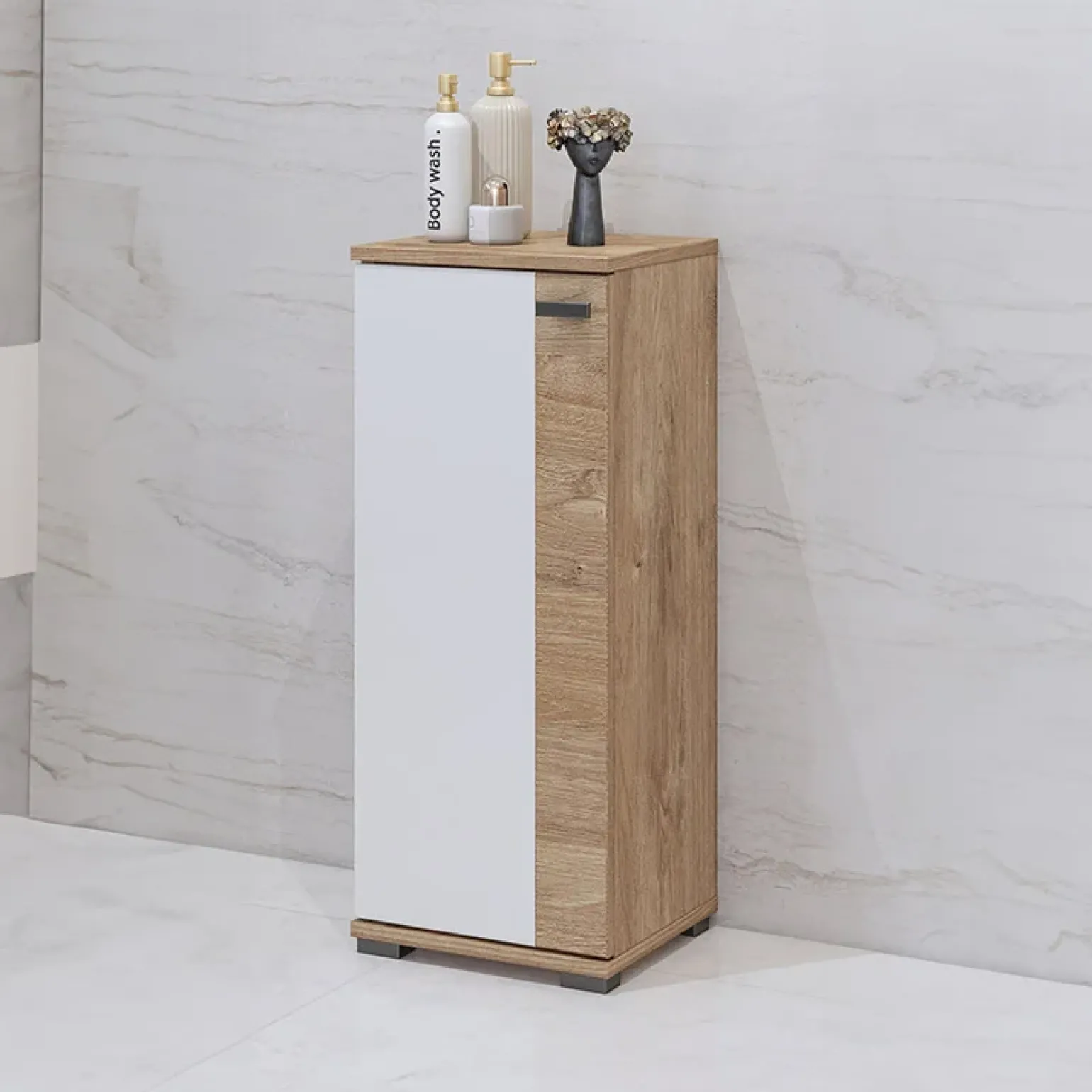 Colonna bagno 35x86h cm bassa 1 anta bianco lucido rovere Crystal