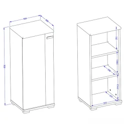 Colonna bagno 35x86h cm bassa 1 anta bianco lucido rovere Crystal