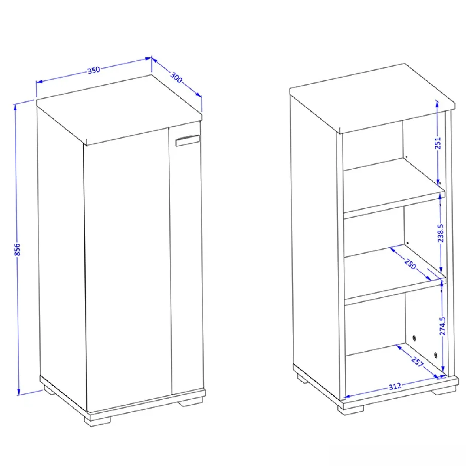 Colonna bagno 35x86h cm bassa 1 anta bianco lucido rovere Crystal