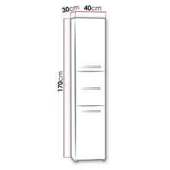 Colonna bagno 40x170h cm con ante moderna bianco Ramona