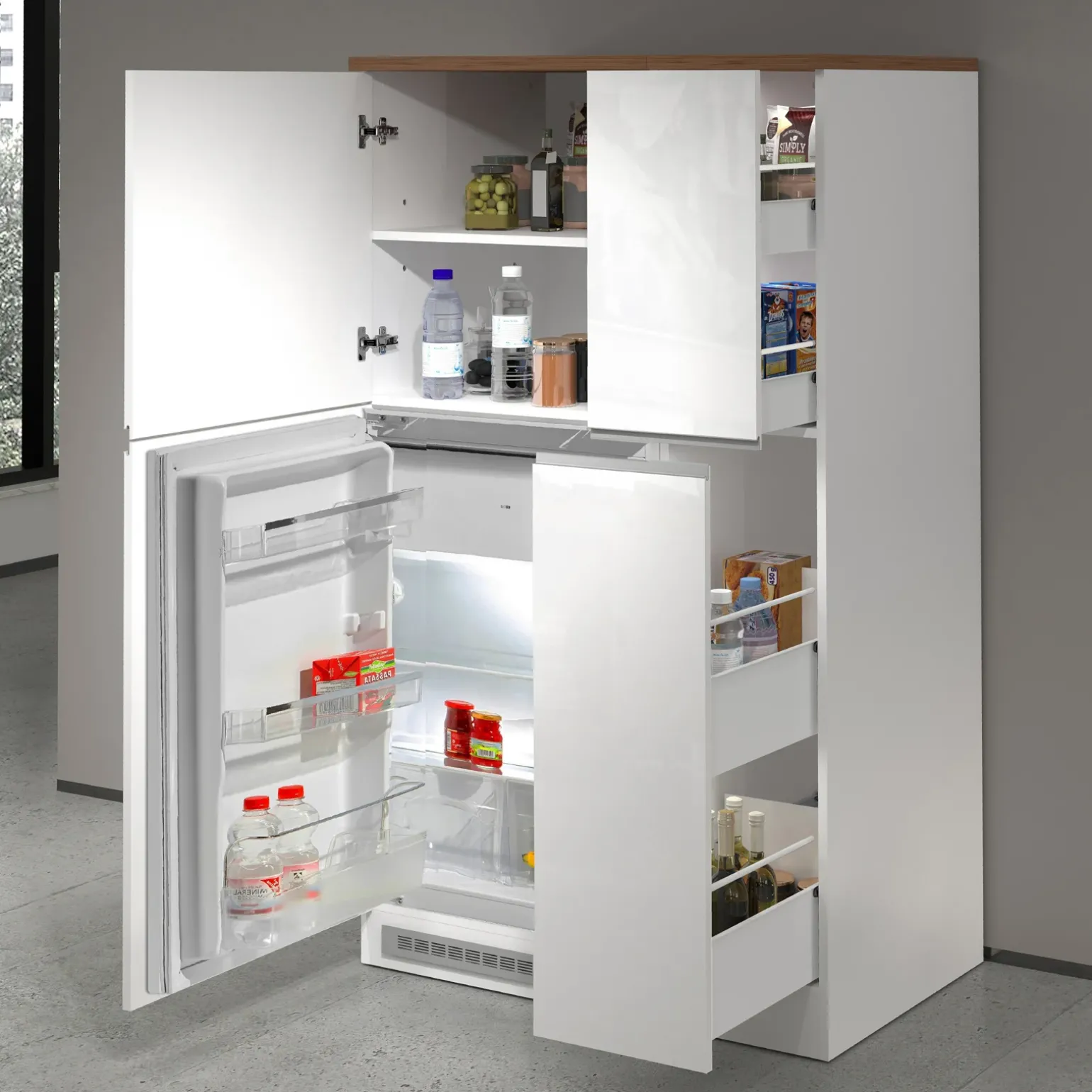 Colonna frigo dispensa cucina 90x165h cm moderna bianco rovere Gourmet