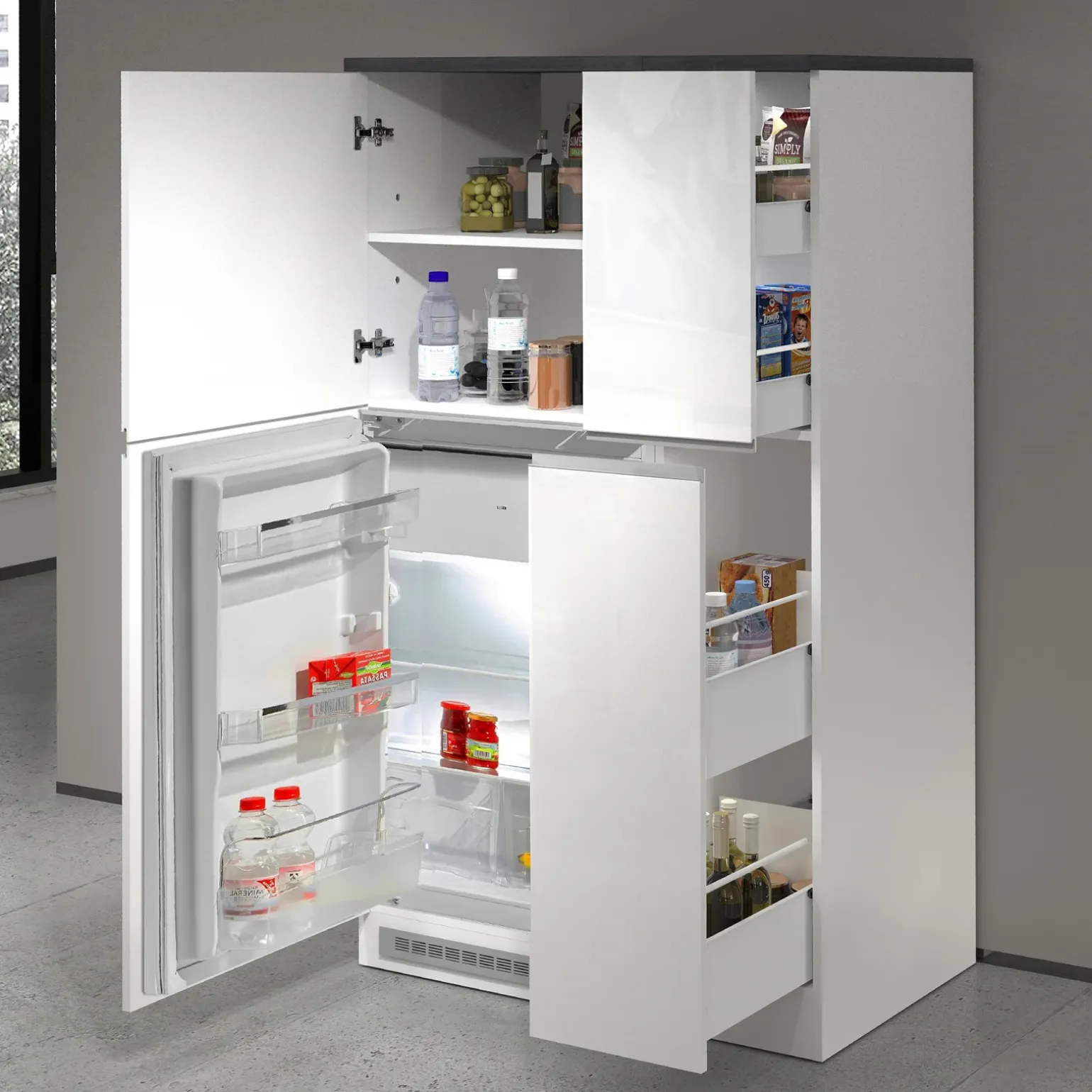 Colonna frigo dispensa cucina 90x165h cm moderna bianco grigio pietra Gourmet