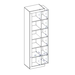 Colonna libreria 67x200h cm 1 anta moderna bianco lucido rovere Aria