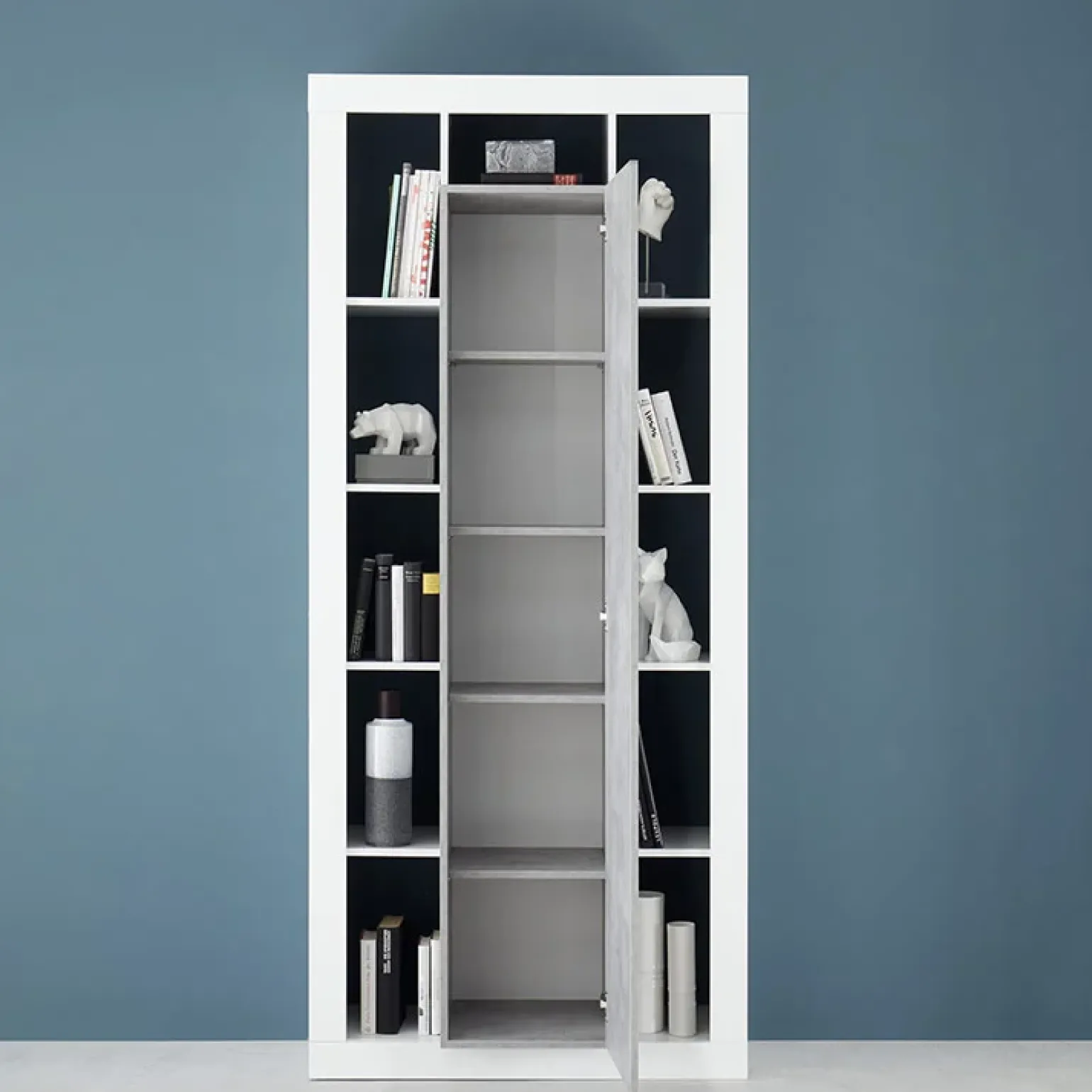 Colonna libreria 95x217h cm 1 anta bianco cemento Trilogy