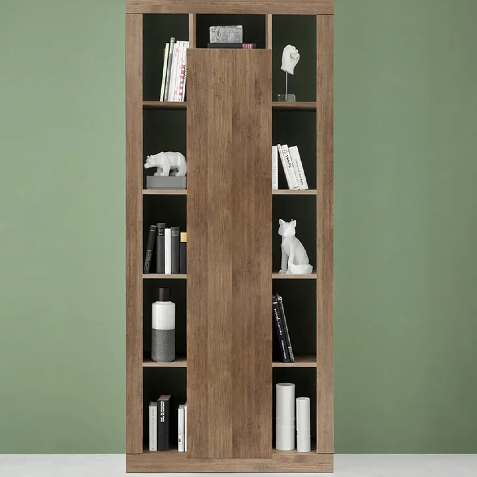 Colonna libreria 95x217h cm 1 anta rovere scuro Trilogy