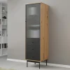 Colonna soggiorno 52x180h cm 1 anta 3 cassetti rovere nero Herning