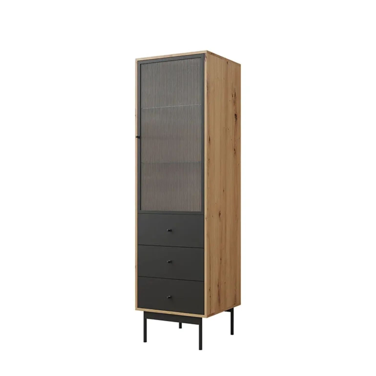 Colonna soggiorno 52x180h cm 1 anta 3 cassetti rovere nero Herning