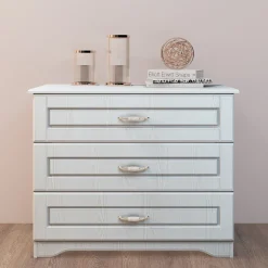 Comò classico 99x78h cm 3 cassetti bianco opaco Friuli