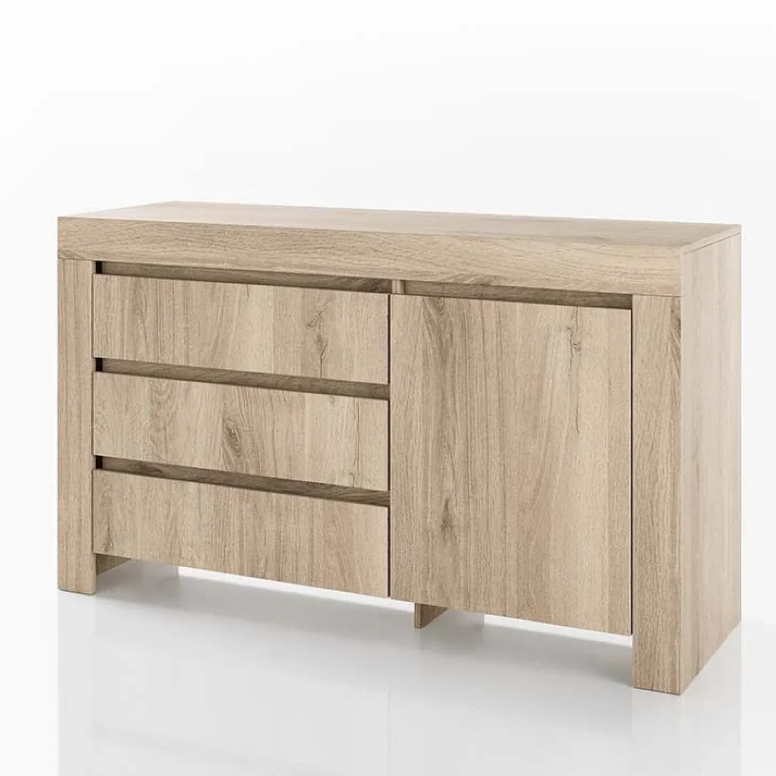 Comò 137x81h cm 1 anta 3 cassetti moderno rovere sonoma Panama