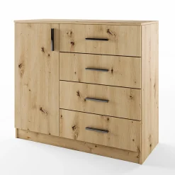 Comò 100x91h cm 1 anta con cassetti rovere rustico Piero