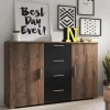 Comò 132x92h cm 2 ante 4 cassetti quercia scuro nero Lisa Gihome®