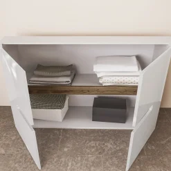 Comò 120x79h cm 2 ante bianco lucido Biancastagno