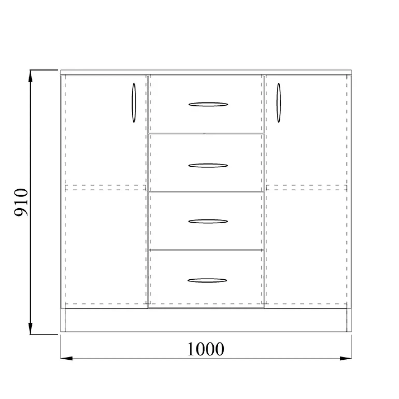 Comò 100x91h cm 2 ante con cassetti moderno rovere sonoma Marian