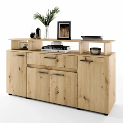 Comò 154x85h cm 4 ante moderno in rovere rustico Pippo