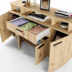 Comò 154x85h cm 4 ante moderno in rovere rustico Pippo