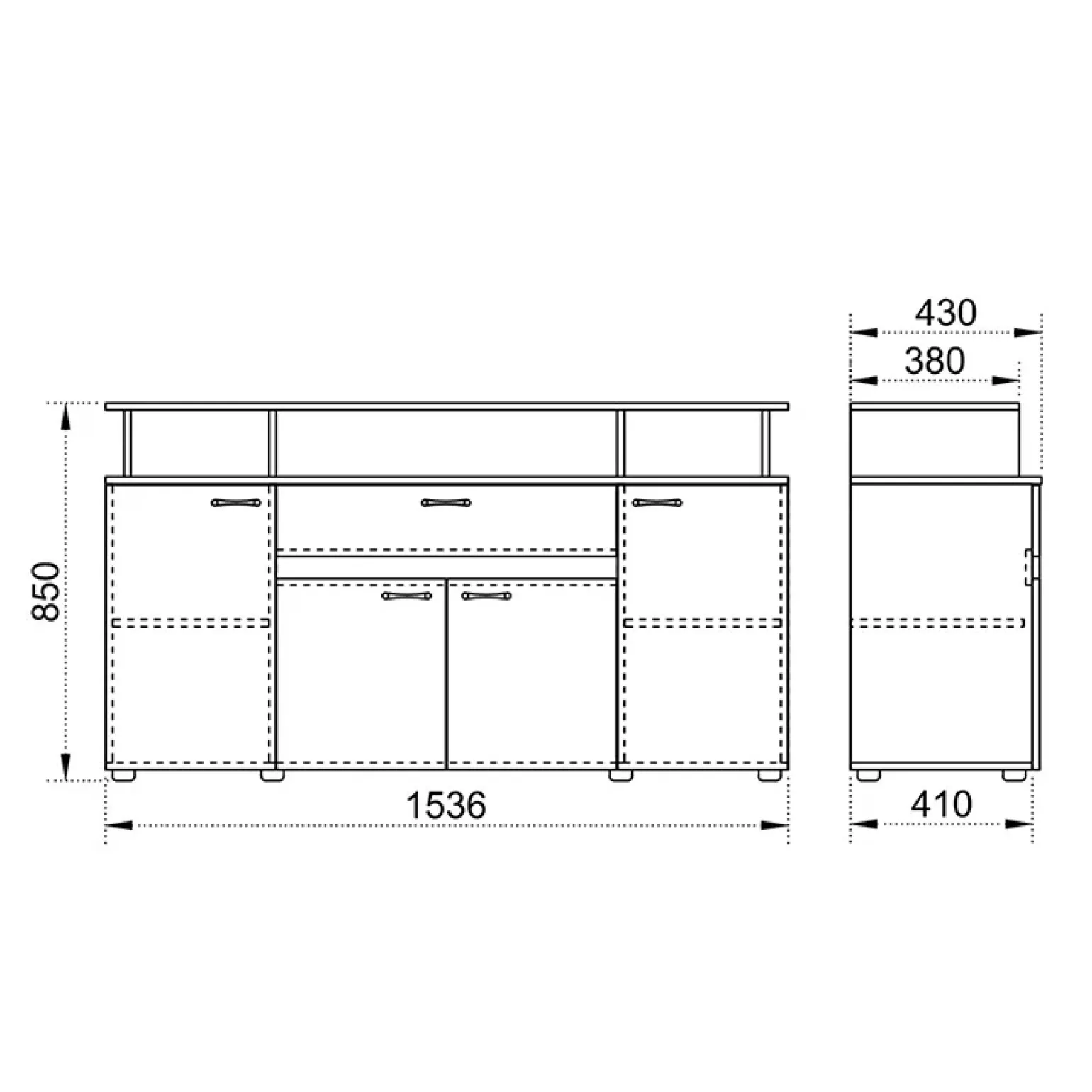 Comò 154x85h cm 4 ante moderno rovere sonoma Pippo