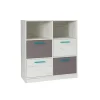 Comò 97x86h cm 4 cassetti cameretta bianco pino grigio blu Maya Gihome®