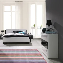 Comò 92x88h cm 3 cassetti moderno bianco nero Jenny