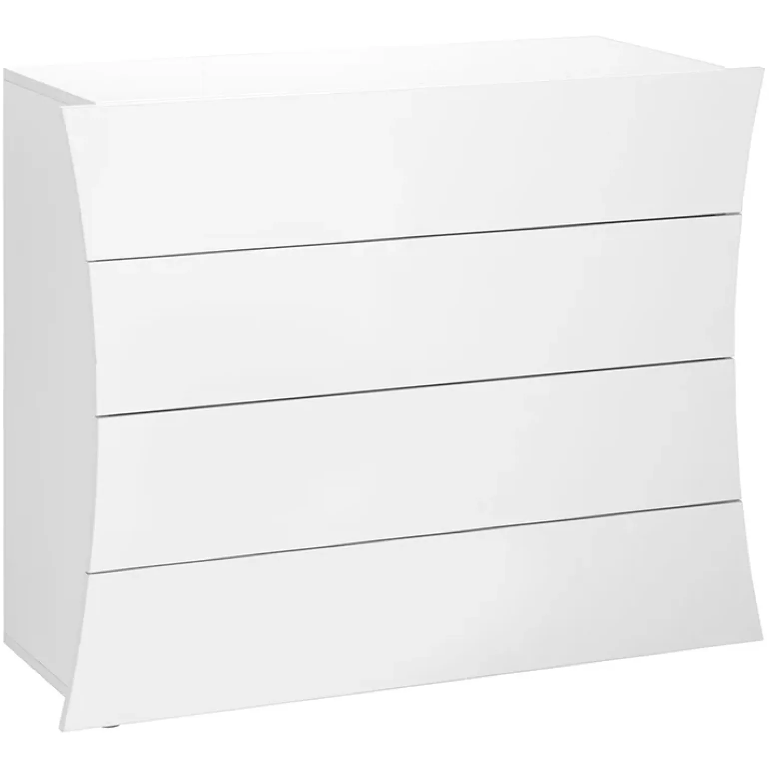 Comò 98x82h cm 4 cassetti moderno bianco lucido Neve
