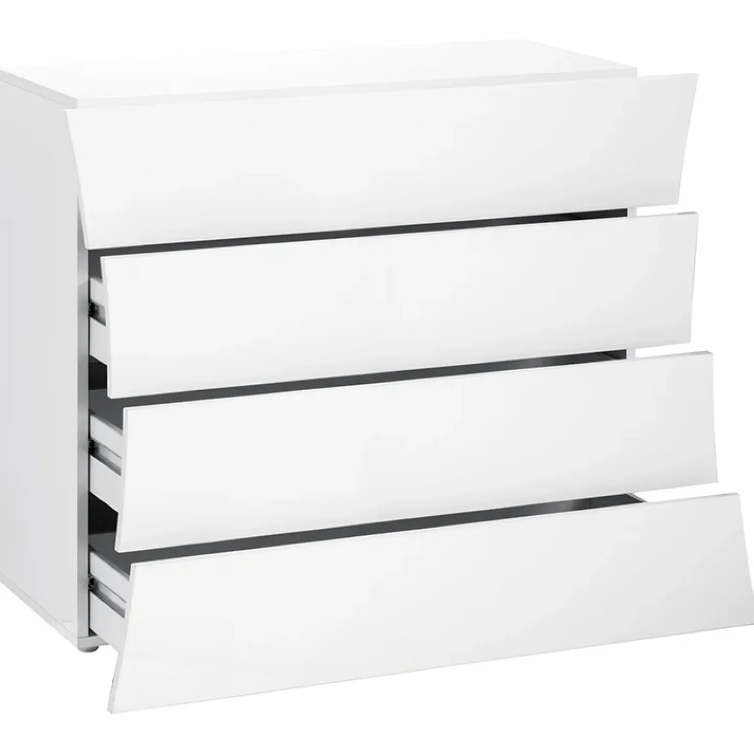 Comò 98x82h cm 4 cassetti moderno bianco lucido Neve