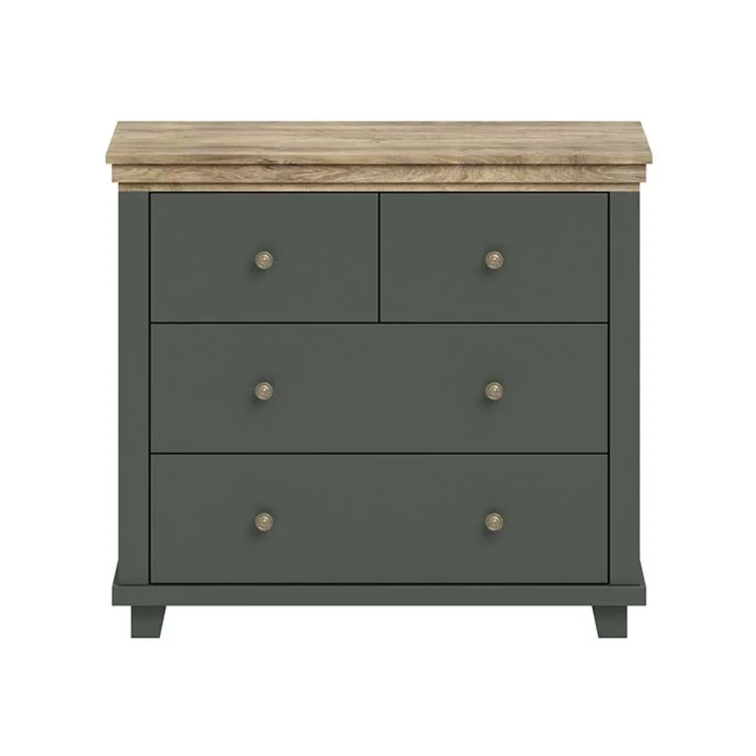 Comò 90x81h cm 4 cassetti moderno verde quercia Texel