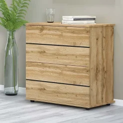 Comò 80x80h cm 4 cassetti moderno quercia Tamika