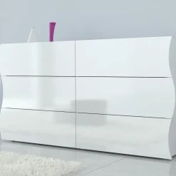 Comò 155x82h cm 6 cassetti moderno bianco lucido Sea Gihome®